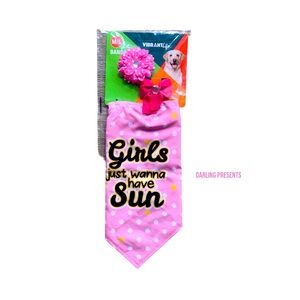 Vibrant Life ‘Girls Just Wanna Have Sun’ Bandana Set Dog Color Pink Size M/L